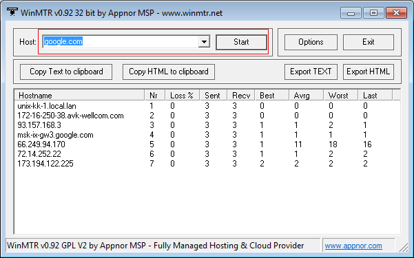 WinMTR   — Reliable Network Tracing and Ping Analysis